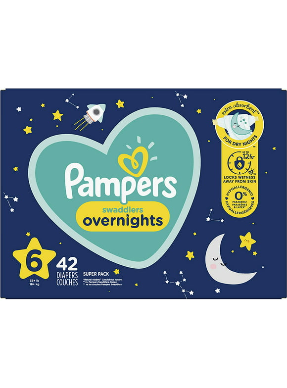 Pampers Swaddlers Overnights Disposable Diapers Size 6, 42 Count, SUPER