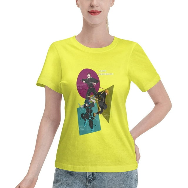 T-Shirt Basique à Manches Courtes pour Femmes Style de Rue Demon Slayer