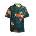 thumbnail image 2 of Balery Koi Pond Lilies Print Men's Hawaiian Shirts Short Sleeve Beach Shirt Relaxed Fit Vacation Button Down Shirts-3X-Large, 2 of 9