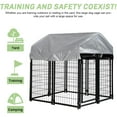 thumbnail image 2 of Large Dog Kennel 4'x4'x4.4' Heavy Duty Welded Wire Dog Cage with Water Resistant Cover, Outdoor Dog House with Mesh Sidewalls& Secure Lock for Large Dogs, Black, 2 of 6