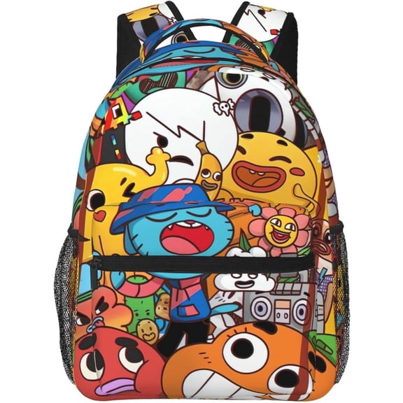 Anime The Amazing World of Gumball Backpack Canvas Funny Couple Backpacks 3D Large Capacity Travel Bags Gym Daypack Unisex Style-31