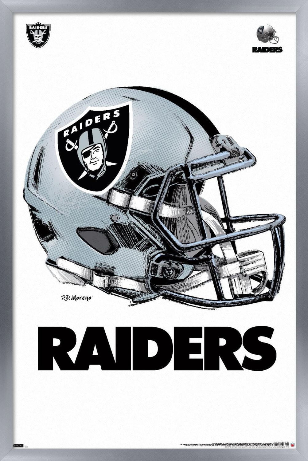 NFL Las Vegas Raiders - Drip Helmet 20 Wall Poster, 22.375" x 34" Framed