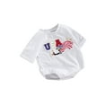 thumbnail image 2 of Musuos Infant Baby 4th of July Romper 3M 6M 12M 18M Letter Star Embroidery Round Neck Short Sleeve Bodysuit Summer Jumpsuit for Boys Girls, 2 of 10