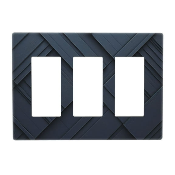 Dark Black Pattern 3 Gang Toggle Light Switch Cover Decorative Switch Plates and Outlet Covers Wall Plates for Electrical Kitchen Home Office Art Decor