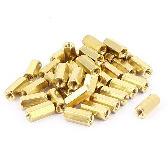 Uxcell M3x10mm Female Brass Spacer Hex Standoff Screw Column Gold Tone (38- Pack)