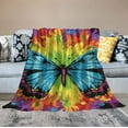 thumbnail image 2 of Nawypu Tie Dye Colors Purple Butterfly Throw Blanket, Ultra Soft Microplush Bed Blanket, All Season Throw for Bed Chair Sofa Couch Bedroom, 2 of 6
