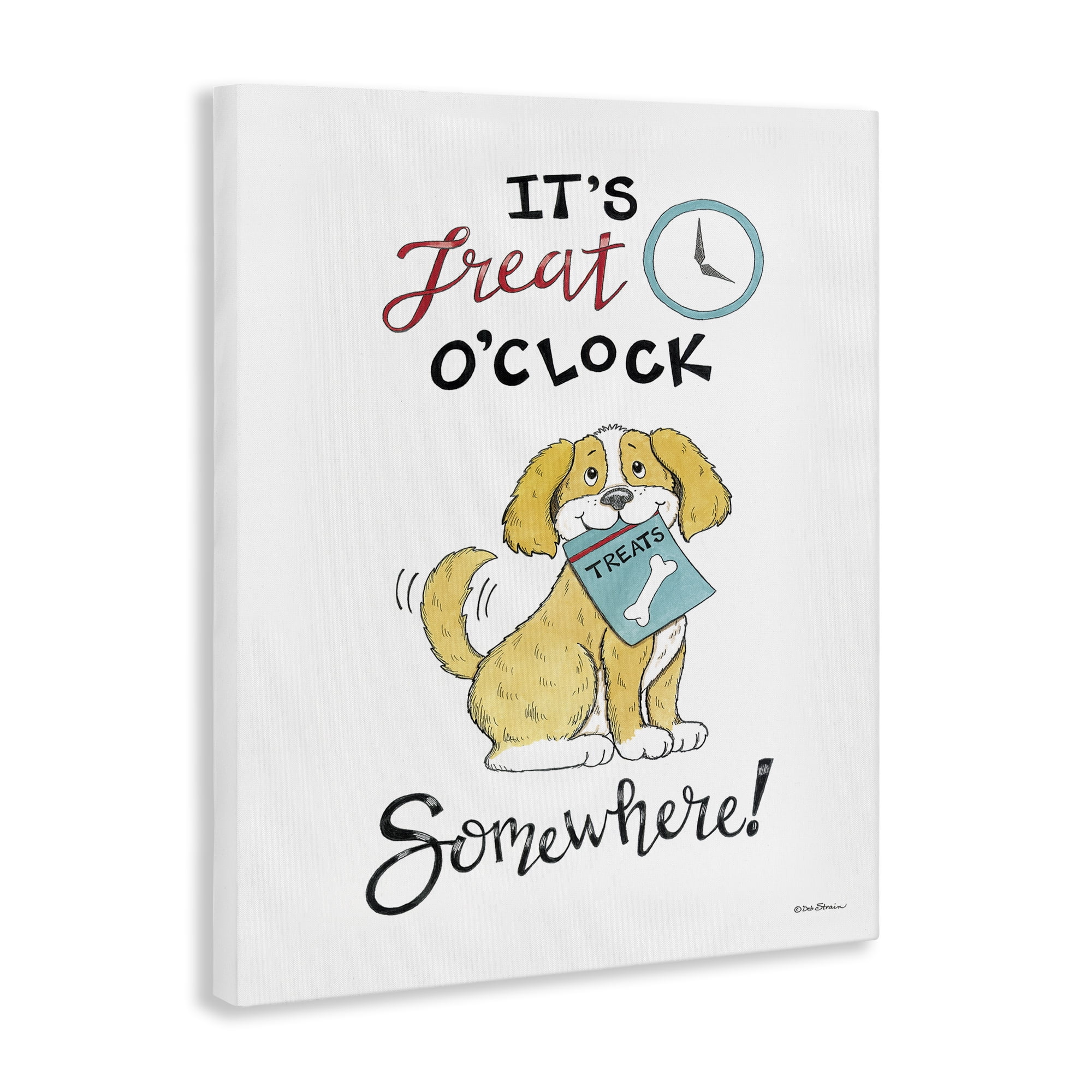 Stupell Industries Treat o'Clock Somewhere Animals Painting Wrapped Canvas Art Print Wall Art, 30 x 40