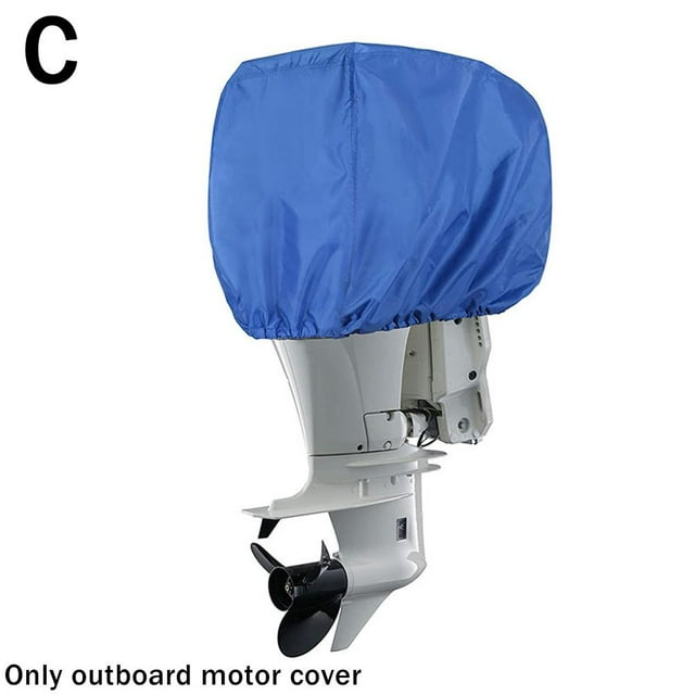 Wmool Heavy Duty Outboard Motor Cover, 210D Oxford Cloth Waterproof Trailerable Boat Engine Cover, Windproof & Fade-Resistant Marine Motor Protector for 15-250HP Engines