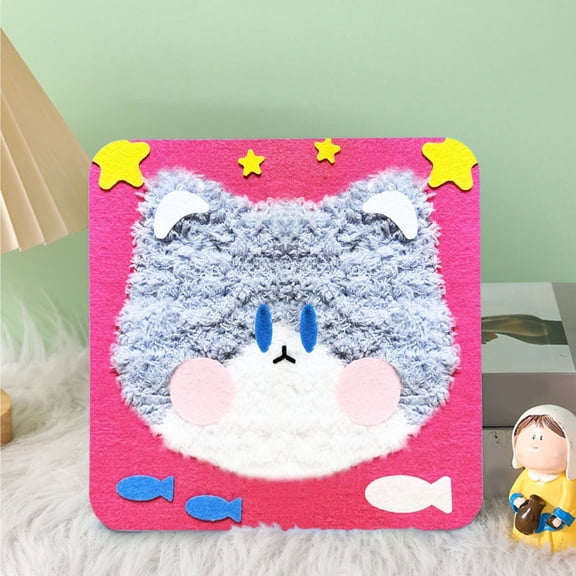 DIY Knitting Kit,Children's Wool Craft Kit Handmade Wool Painting And Embroidery Children's Animal Poking Fun Children's Material Package Puzzle