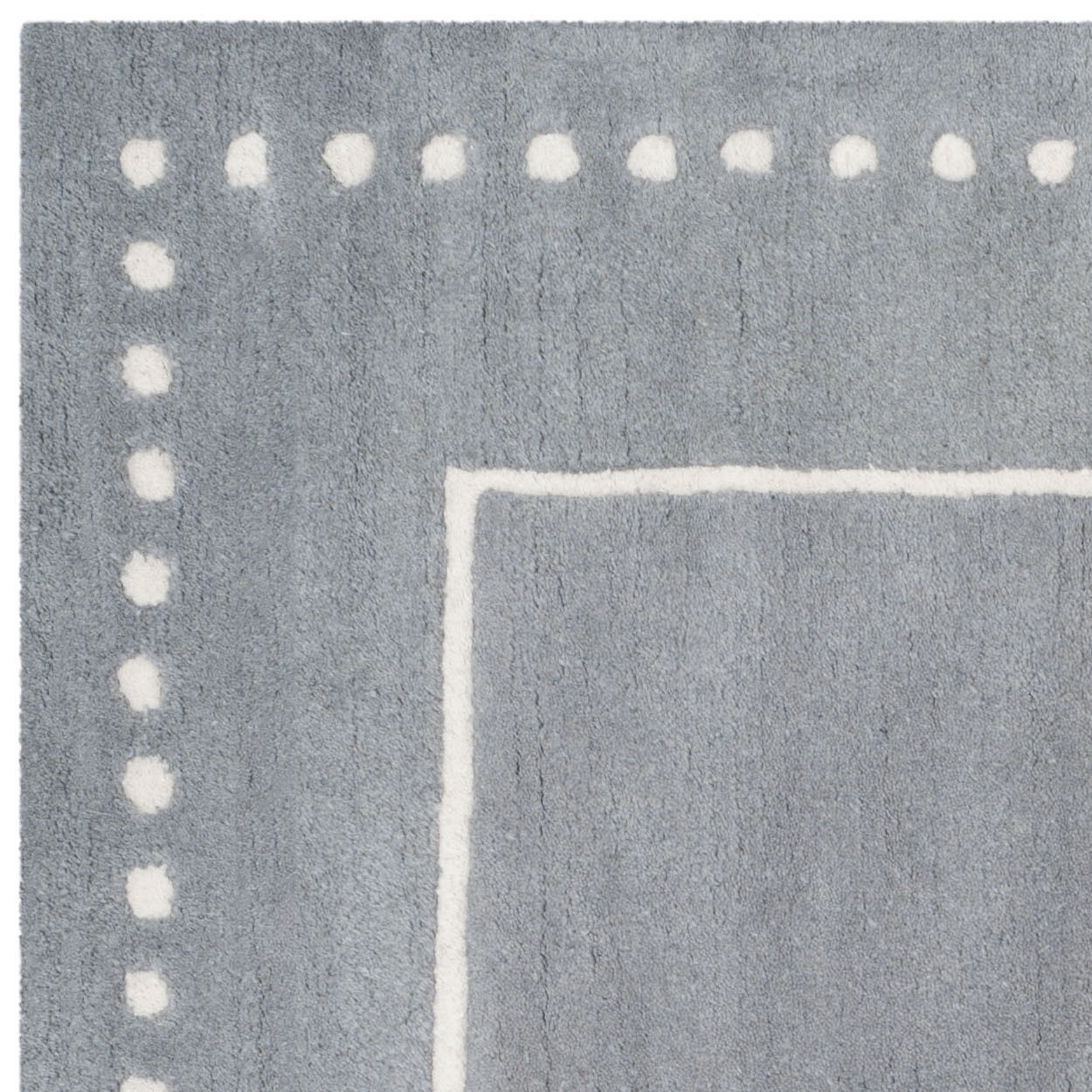SAFAVIEH Bella Danita Plain Dotted Bordered Wool Area Rug, Silver/Ivory, 3' x 3' Square