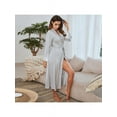 thumbnail image 5 of Ladies Solid Color Cotton Bathrobe Lace Sexy Pajamas Night Gown Casual Home Wear, 5 of 7