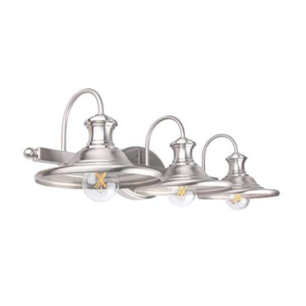 Lit Path 3 Light Bathroom Vanity Fixture Wall Sconce E26 Base 60w Max For Each Plating Nickel Finish Bulbs Not Included Com Lit Path 3 Light Bathroom Vanity, How To Change A Bathroom Wall Light Fixture