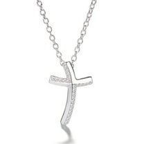 Sterling Silver Crystal Cross Necklace