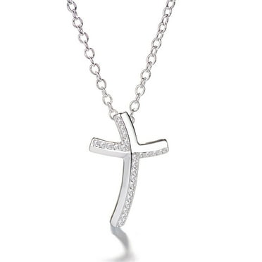 Sterling Silver Crystal Cross Necklace