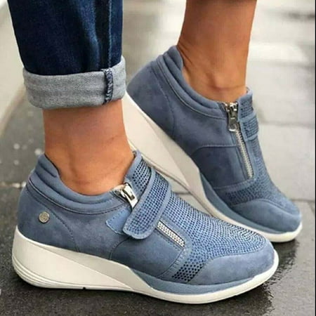 

New European And American Rhinestone Suede Breathable Wedge Casual Shoes