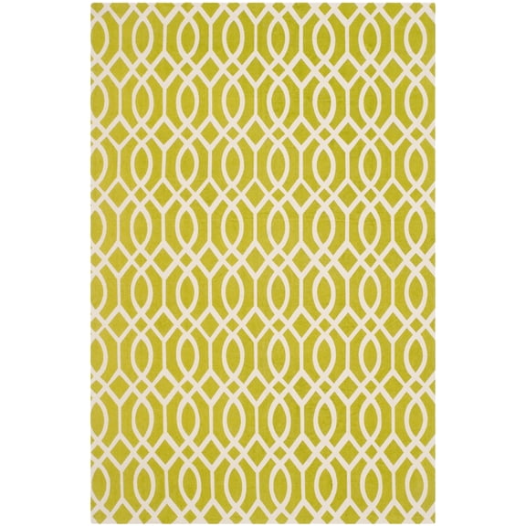 SAFAVIEH Cedar Brook Dubhan Geometric Cotton Area Rug, Lime/Ivory, 5' x 8'
