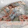 thumbnail image 4 of 3 Piece Spring Floral Duvet Cover Set Full Size,Microfiber Comforter/Quilt Cover with Corner Ties and 2 Pillowcases,Elegant Checkered Summer Botanical Farmhouse All Season Bedding with Zipper Closure, 4 of 8
