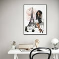 thumbnail image 3 of Christmas Thanksgiving Gift African American Wall Art Fashion Black Girl Canvas Wall Decor Paris Eiffel Tower Pictures Modern Framed Prints Artwork for Girls Room Bathroom Bedroom 12"x16", 3 of 6