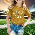 thumbnail image 2 of Fshinging Toddler Girls T Shirts Sequin Football Graphic Summer Tees Tops Glitter Print Short Sleeve Crew Neck Kids Clothes Size 3-4 Years, 2 of 4