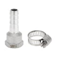 thumbnail image 1 of Accesorios de manguera de acero inoxidable 304 Unique Bargains 15/32" OD con conector de rosca hembra BSPT de 3/8" para aire, agua, aceite, gas, combustible, 1 juego tono plateado, 1 of 1