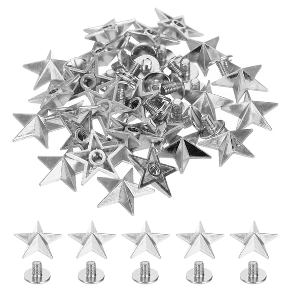 Uxcell 12.5mm Star Rivets, 25 Sets Leather Rivets Studs Rivets Double Cap Spikes Rivet for Leather Crafting for Decor Repair DIY Clothing Belts Bags Shoes, Silver Tone