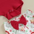 thumbnail image 6 of Okbabeha Baby Girl Christmas Outfit Crewneck Romper Onesie Santa Claus Flare Pants Headband 3 Piece Fall Infant Girl Clothes, 6 of 8