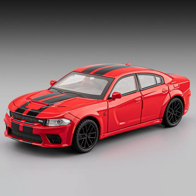 1:32 Dodge Charger SRT Super Voiture de Sport Modèle Réduit en Alliage Jouet Tendance Intérieur Ornements Collection Décorations Cadeau de Vacances Rouge