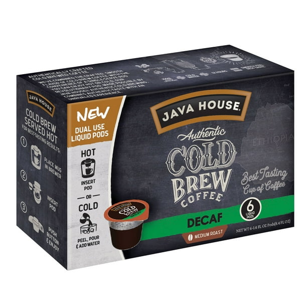 Java House Decaf Cold Brew Coffee Pods, 6 Count