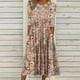 thumbnail image 3 of Vestidos estampados florales de media manga con cuello redondo informal de verano para mujer con bolsillo Fridja  bnh431, 3 of 8