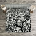 thumbnail image 3 of Ambesonne Nature Quilted Bedspread Set 3 Pcs, Spooky Black Tree Branch, King Size, Black and White, 3 of 3