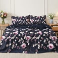 thumbnail image 2 of Flymme Full Sheet Set Navy Blue,4 Pieces Watercolor Sakura Floral Print Bed Sheets,Luxury Bedding for Women Men, 16" Deep Pocket Fitted Sheet & Pillowcase Set, 2 of 8