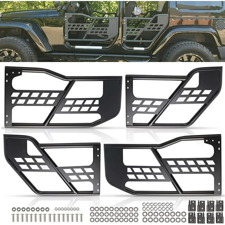 Kojem 4PCS Front Rear Tubular Doors Set Off Road Trail Doors for 2007-2018 Jeep Wrangler JK 4DR