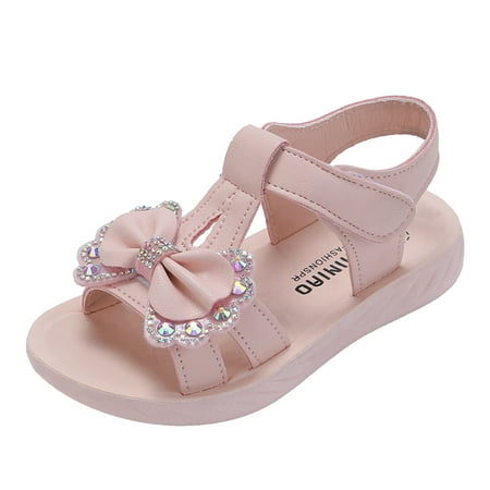 

JLFKNG Girls Sandals Relaxed Fit Cool Hook&Loop Straps Summer Shoes Opened Toe Flat Flower Printed Holiday Infants Summer Shoes