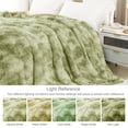 thumbnail image 3 of Exclusivo Mezcla Fuzzy Faux Fur Bed Blanket King Size, Reversible Shaggy Sherpa Fleece Blankets,Fluffy Plush Warm Throws for Couch, Bed, 90X104 Inches, Gradient Green, 3 of 8