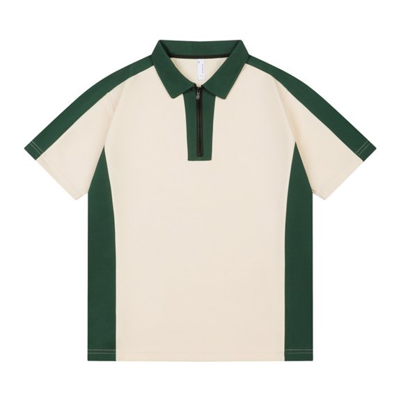 Guluxicc Men's Golf Shirts Color Block Quarter Zip Collared Short Sleeve Business Casual Tops for Everyday Wear Summer Casual Outfits
