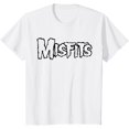 thumbnail image 1 of Misfits – Logo Noir sur T-Shirt Blanc Décontracté Col Rond T-Shirt Mode Été Hauts, 1 of 2