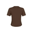 thumbnail image 3 of Boiiwant T-Shirt à Manches Courtes Col Rond Côtelé Ajusté Basique Uni pour Femmes, 3 of 7