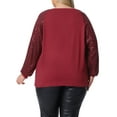 thumbnail image 3 of Agnes Orinda Plus Size Sparkle Sequin Tops for Women Long Sleeve Shimmer Glitter Party Shirts Blouses 1X Burgundy, 3 of 6