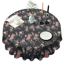 Pioneer Flower Floral Print Pattern Round Tablecloth 60"x60",Wrinkle Wipeable Table Cloth for Kitchen Dining Room Picnic Patio Party
