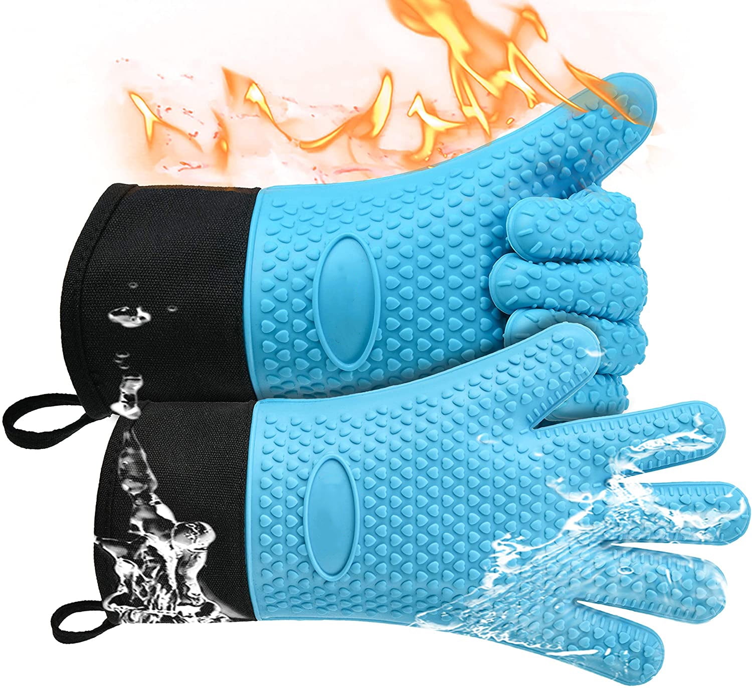 Black 4-Layered Textile Double Oven Gloves Stain Resistant