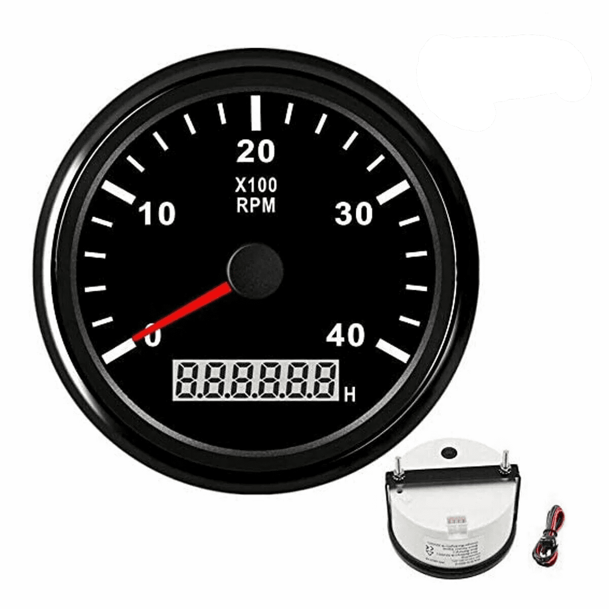 Geloo 85mm Marine Tachometer Boat RPM Tachometer Gauge with LCD Digital