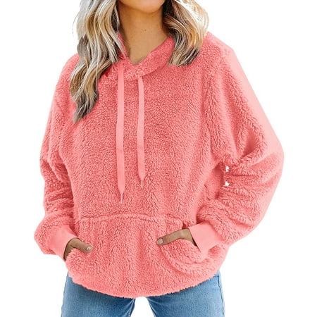 

Paptzroi Women s Artificial Wool Long Sleeve Casual Solid Color Pullover Sweatshirt Loose Bunny Cute Bunny Hoodie Thick Blouse Top Short Coat Swing Funnel Neck Jacket Maternity Clothes plus Size Wome