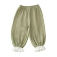 thumbnail image 3 of Juslio Girls Pants Solid Casual Summer NewLace Bound Leg Lantern Double-layer Gauze Outer Mosquito Proof Green, 3 of 3