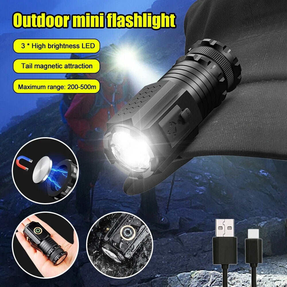 2PCS LED Super Bright Flashlight Rechargeable Powerful Portable Tactical TorchFlashlight Outdoor Camping Hiking Travel Emergency Light Work Light