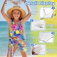 thumbnail image 5 of SEANATIVE Girls Bathing Suit with Mesh Sheer Swimsuit Coverup Children Summer Beachwear One Piece Swimsuits for Teens, Size 13-14 Years, Tropical Hibiscus Flower Palm Leaf Blue, 5 of 7