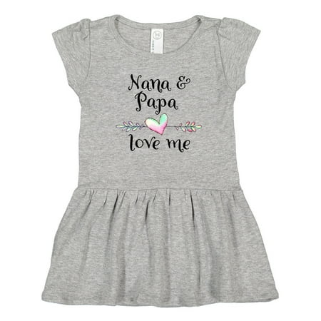 

Inktastic Nana and Papa Love Me- Heart Grandchild Gift Toddler Girl Dress