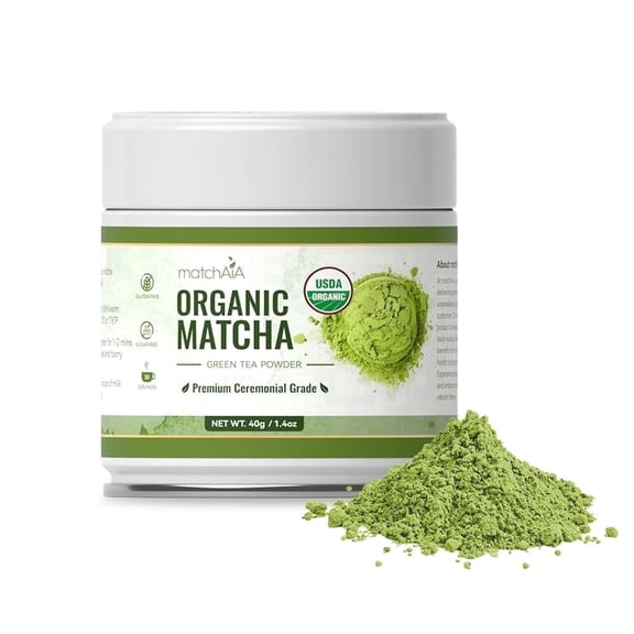 MatchAiA Organic Matcha Powder, Premium Ceremonial Grade, 40g/1.4oz, USDA Certified, First Spring Harvest, 100% Pure, Sugar Free, Gluten Free