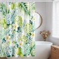 thumbnail image 2 of Auckpure Tropical Hydrangea and Plumeria Shower Curtain 72x72 inch, Green & Blue Watercolor Floral Bathroom Decor with 12 Hooks, 2 of 6