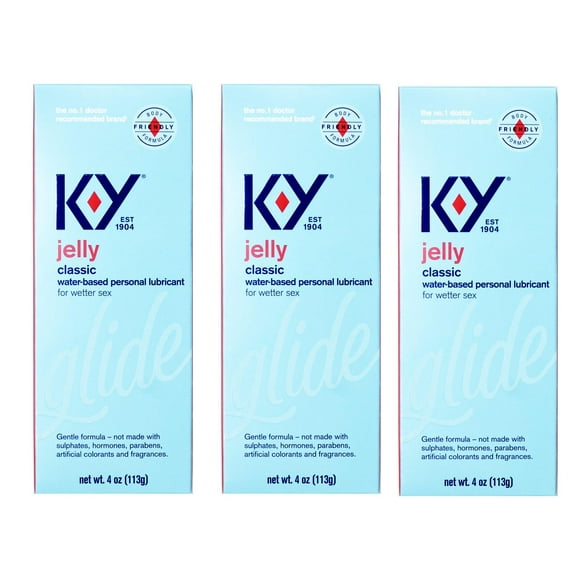 K-Y Jelly Lube, Personal Lubricant, Water-Based Formula 4 oz (Pack of 3)