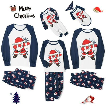 

Family Matching Christmas Pajamas Set Santa Snowflake Print Holiday Pajamas Sleepwear for Dad Mom Kids Baby